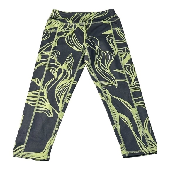 Z By Zella High Waisted Grey And Yellow Capri Leggings Size M - Picture 3 of 5